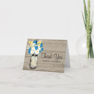 Rustic Mason Jar and Wildflowers Thank You Card