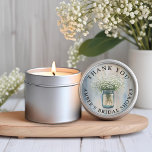Rustic Mason Jar Baby’s Breath Thank You Favour St Classic Round Sticker<br><div class="desc">Add a heartfelt touch to your wedding favours with this rustic thank you sticker, featuring a mason jar filled with delicate baby’s breath and glowing string lights. Perfect for sealing favour bags, jars, or boxes at barn weddings, country celebrations, or outdoor receptions. This design brings warmth and charm to your...</div>