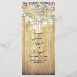 Rustic Mason Jar Baby's Breath Wedding Programs