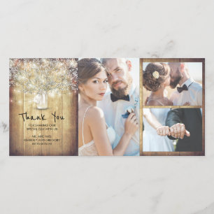 Rustic Mason Jar Baby's Breath Wedding Thank You Card