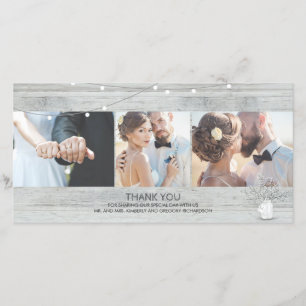 Rustic Mason Jar Baby's Breath Wedding Thank You Card