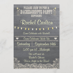 Rustic Mason Jar Bachelorette Party Invitation