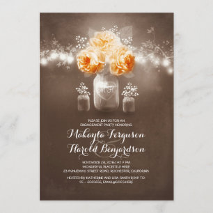rustic mason jar barn lights engagement party invitation