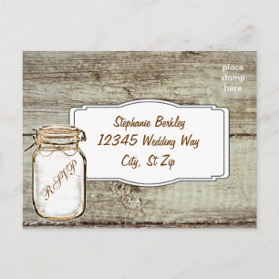 Rustic Mason Jar Barn Wood Wedding RSVP Postcards