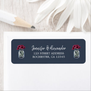 Rustic mason jar blue wedding return address return address label