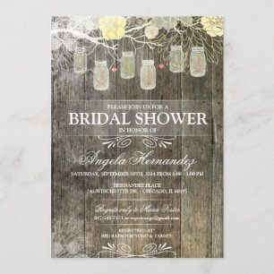 Rustic Mason Jar Bridal Shower Invitation