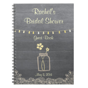 Rustic Mason Jar Bridal Shower Notebook