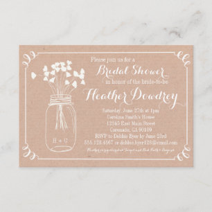 Rustic Mason Jar Bridal Wedding Shower Invitation