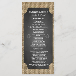 Rustic Mason Jar Burlap Wedding Program Custom