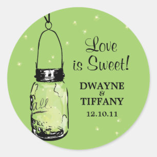 Rustic Mason Jar & Fireflies Classic Round Sticker