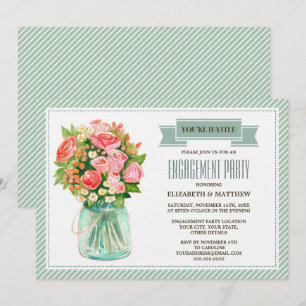 Rustic Mason Jar Floral Engagement Party Invitation