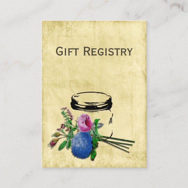rustic mason jar Gift registry  Cards (Front)
