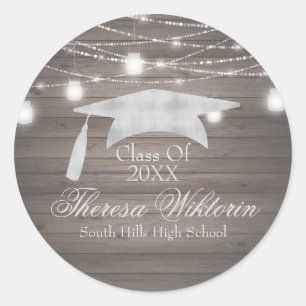 Rustic Mason Jar Graduation Classic Round Sticker