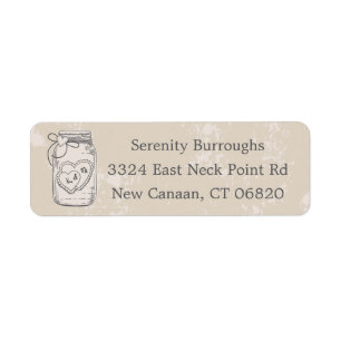 Rustic Mason Jar, Hearts Vintage Tan Wedding Return Address Label