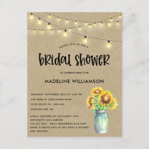 Rustic Mason Jar Kraft  Bridal Shower Invitation Postcard