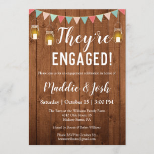 Rustic Mason Jar Lights Engagement  Party Invitation