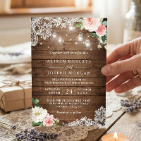 Rustic Mason Jar Lights Floral Lace Wedding