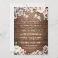 Rustic Mason Jar Lights Floral Lace Wedding