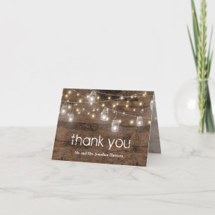 Rustic Mason Jar Lights Vintage Thank You Card