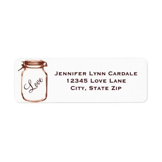 Rustic Mason Jar Love Return Address Labels