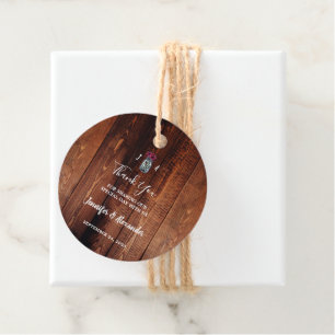 Rustic mason jar monogram barn wood wedding favour tags