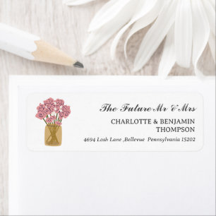 Rustic Mason Jar Mr and Mrs Wedding Return Address Return Address Label