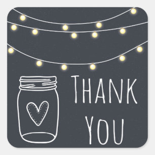 Rustic Mason Jar Navy Blue Wedding Party Square Sticker