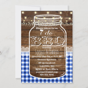 Rustic Mason Jar Old Wood I DO BBQ Invite