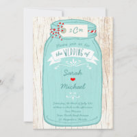 Rustic Mason Jar on Bark Illustrated Wedding