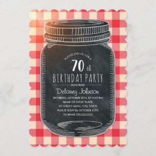 Rustic Mason Jar Picnic 70th Birthday Party Invitation
