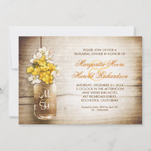 rustic mason jar rehearsal dinner invitations