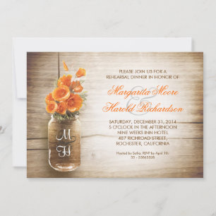 rustic mason jar rehearsal dinner invitations