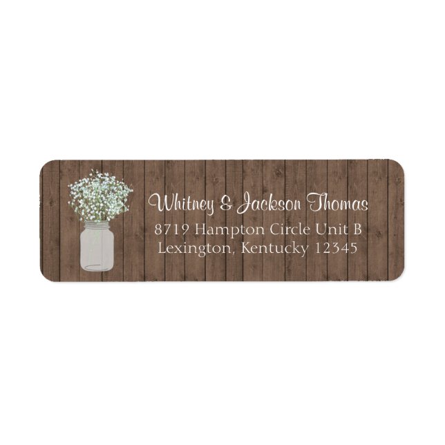 Rustic Mason Jar Return Address Label (Front)