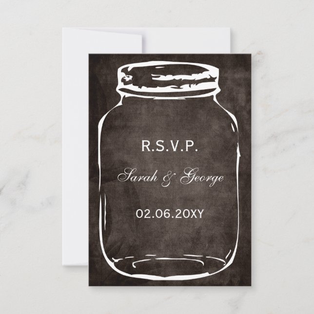 rustic mason jar rsvp cards standard 3.5 x 5 (Front)