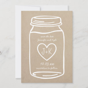 Rustic mason jar save the date