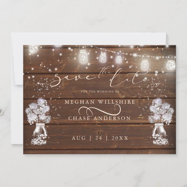 Rustic Mason Jar String Lights theBarefootBride™ (Front)