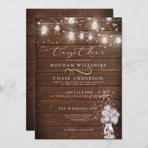Rustic Mason Jar String Lights   theBarefootBride™ Invitation