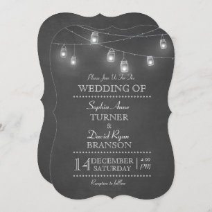 Rustic Mason Jar String Lights Wedding Invitations