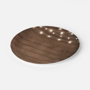 Rustic Mason Jar String lights Wedding Paper Plate