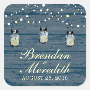 Rustic Mason Jar String of Lights Square Sticker