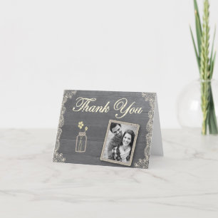 Rustic Mason Jar Thank you note cards