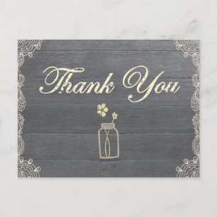 Rustic Mason Jar Thank you postcards