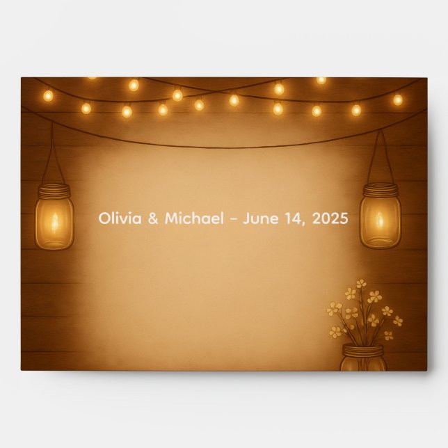 Rustic Mason Jar Wedding Envelope (Front)