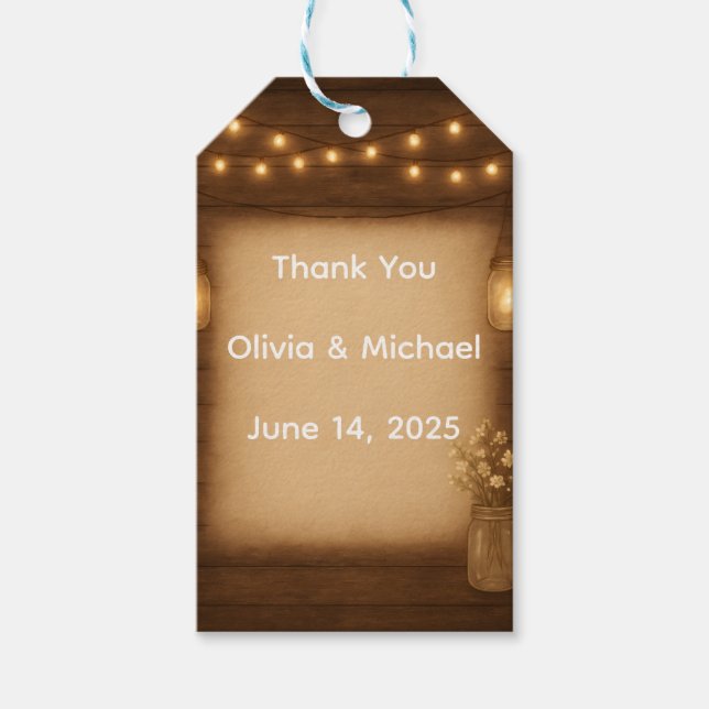 Rustic Mason Jar Wedding Favour Tags (Front)