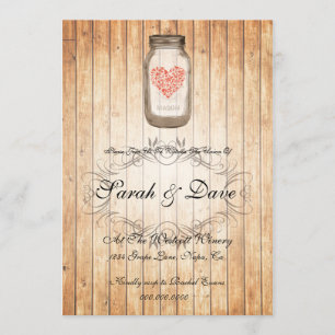 Rustic Mason Jar Wedding Invitation