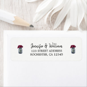 Rustic mason jar wedding return address label