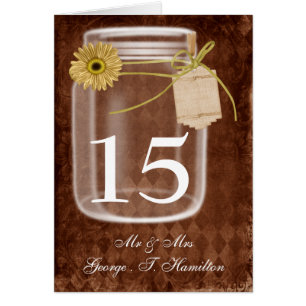 rustic mason jar wedding table numbers