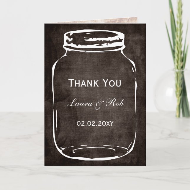 rustic mason jar wedding thank you card (Front)