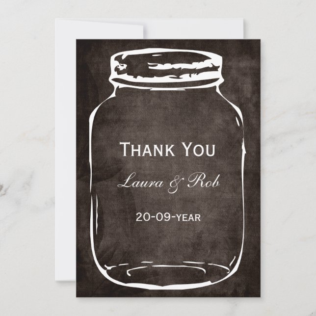 rustic mason jar wedding thank you card (Front)