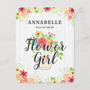 Rustic Mason Jar Will You Be My Flower Girl Invitation
